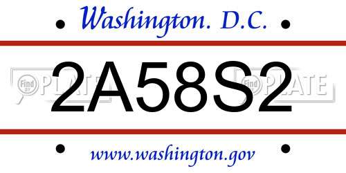 2A58S2 District Of Columbia License Plate