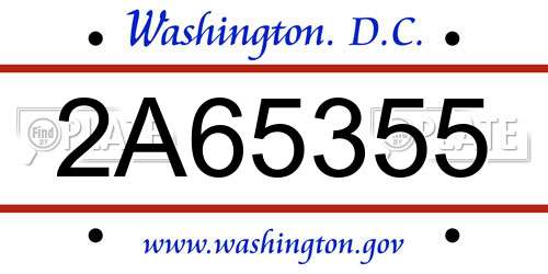 2A65355 District Of Columbia License Plate