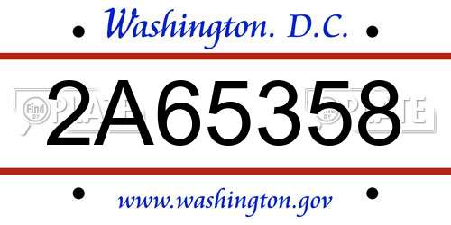 2A65358 District Of Columbia License Plate