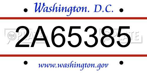 2A65385 District Of Columbia License Plate