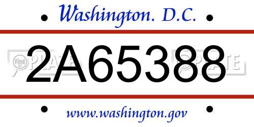 2A65388 District Of Columbia License Plate