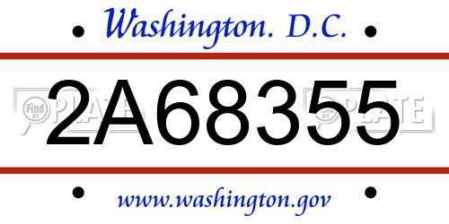 2A68355 District Of Columbia License Plate