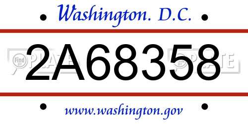 2A68358 District Of Columbia License Plate