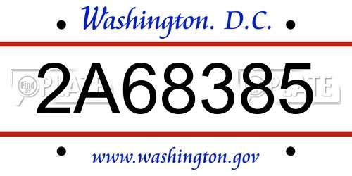 2A68385 District Of Columbia License Plate