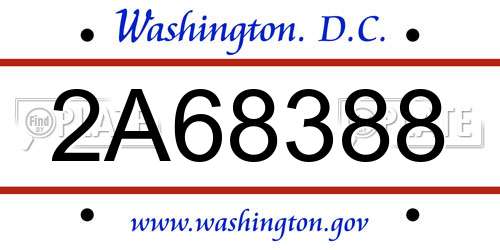 2A68388 District Of Columbia License Plate
