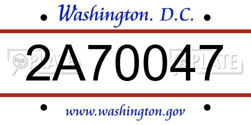 2A70047 District Of Columbia License Plate