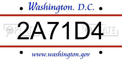 2A71D4 District Of Columbia License Plate