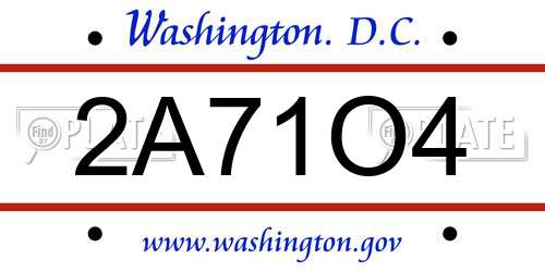 2A71O4 District Of Columbia License Plate