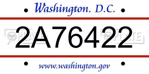 2A76422 District Of Columbia License Plate