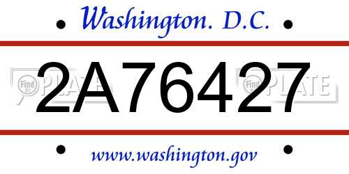 2A76427 District Of Columbia License Plate