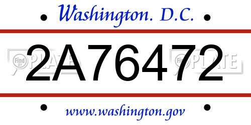 2A76472 District Of Columbia License Plate