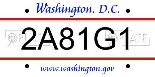 2A81G1 District Of Columbia License Plate