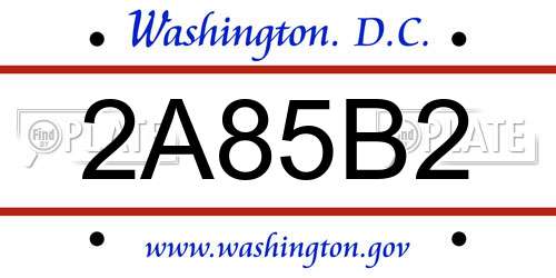 2A85B2 District Of Columbia License Plate