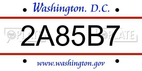 2A85B7 District Of Columbia License Plate