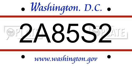 2A85S2 District Of Columbia License Plate