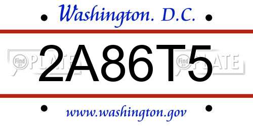 2A86T5 District Of Columbia License Plate