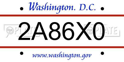 2A86X0 District Of Columbia License Plate