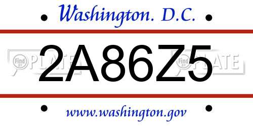 2A86Z5 District Of Columbia License Plate