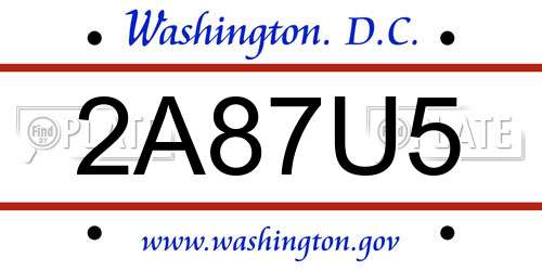 2A87U5 District Of Columbia License Plate