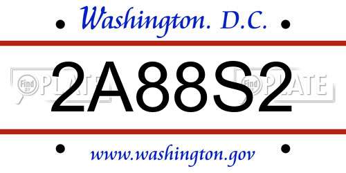 2A88S2 District Of Columbia License Plate