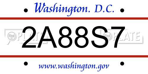 2A88S7 District Of Columbia License Plate