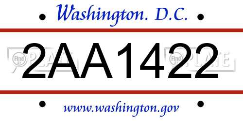 2AA1422 District Of Columbia License Plate