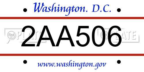 2AA506 District Of Columbia License Plate