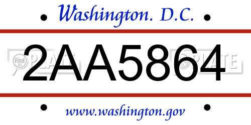 2AA5864 District Of Columbia License Plate