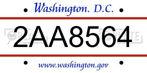 2AA8564 District Of Columbia License Plate
