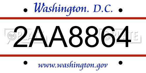 2AA8864 District Of Columbia License Plate