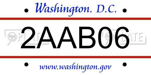 2AAB06 District Of Columbia License Plate