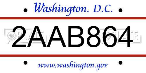 2AAB864 District Of Columbia License Plate