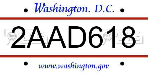 2AAD618 District Of Columbia License Plate
