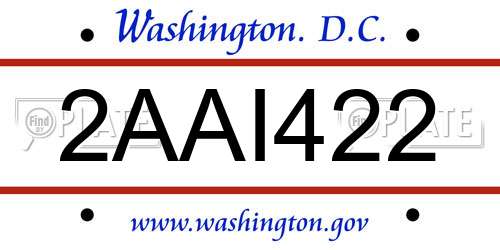 2AAI422 District Of Columbia License Plate