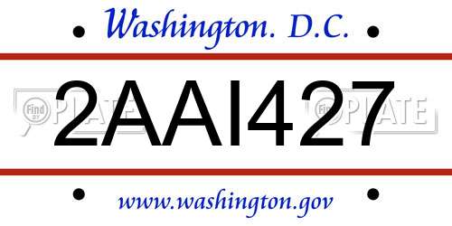2AAI427 District Of Columbia License Plate