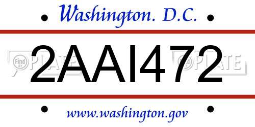 2AAI472 District Of Columbia License Plate