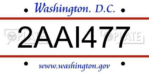 2AAI477 District Of Columbia License Plate