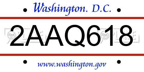 2AAQ618 District Of Columbia License Plate
