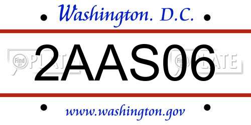 2AAS06 District Of Columbia License Plate