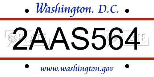 2AAS564 District Of Columbia License Plate