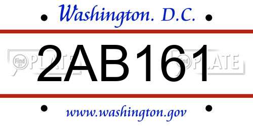 2AB161 District Of Columbia License Plate