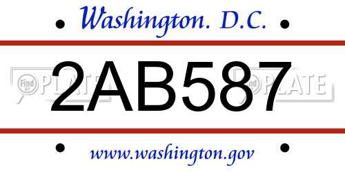 2AB587 District Of Columbia License Plate