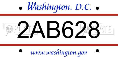 2AB628 District Of Columbia License Plate