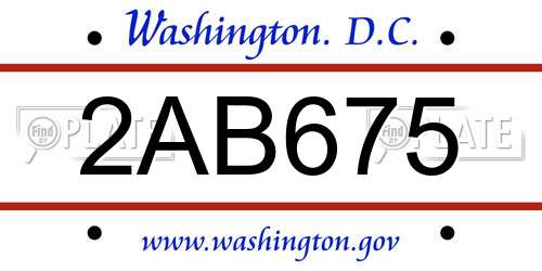 2AB675 District Of Columbia License Plate