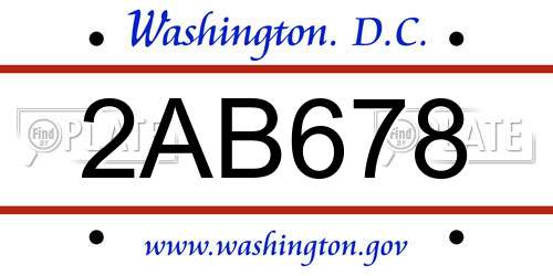 2AB678 District Of Columbia License Plate