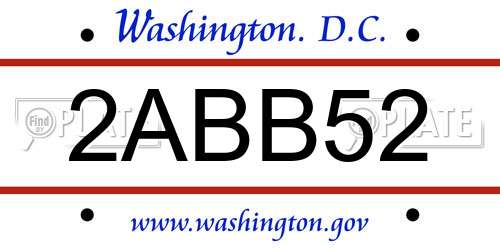 2ABB52 District Of Columbia License Plate