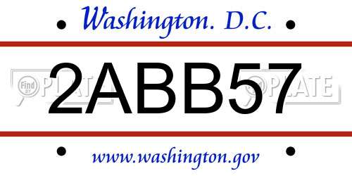 2ABB57 District Of Columbia License Plate
