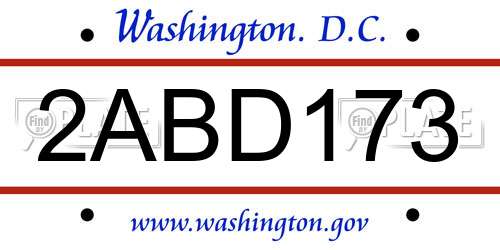 2ABD173 District Of Columbia License Plate