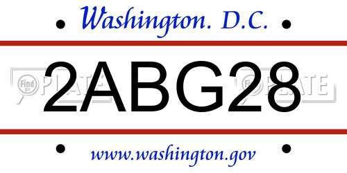 2ABG28 District Of Columbia License Plate