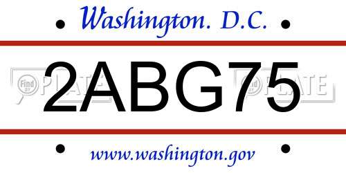 2ABG75 District Of Columbia License Plate